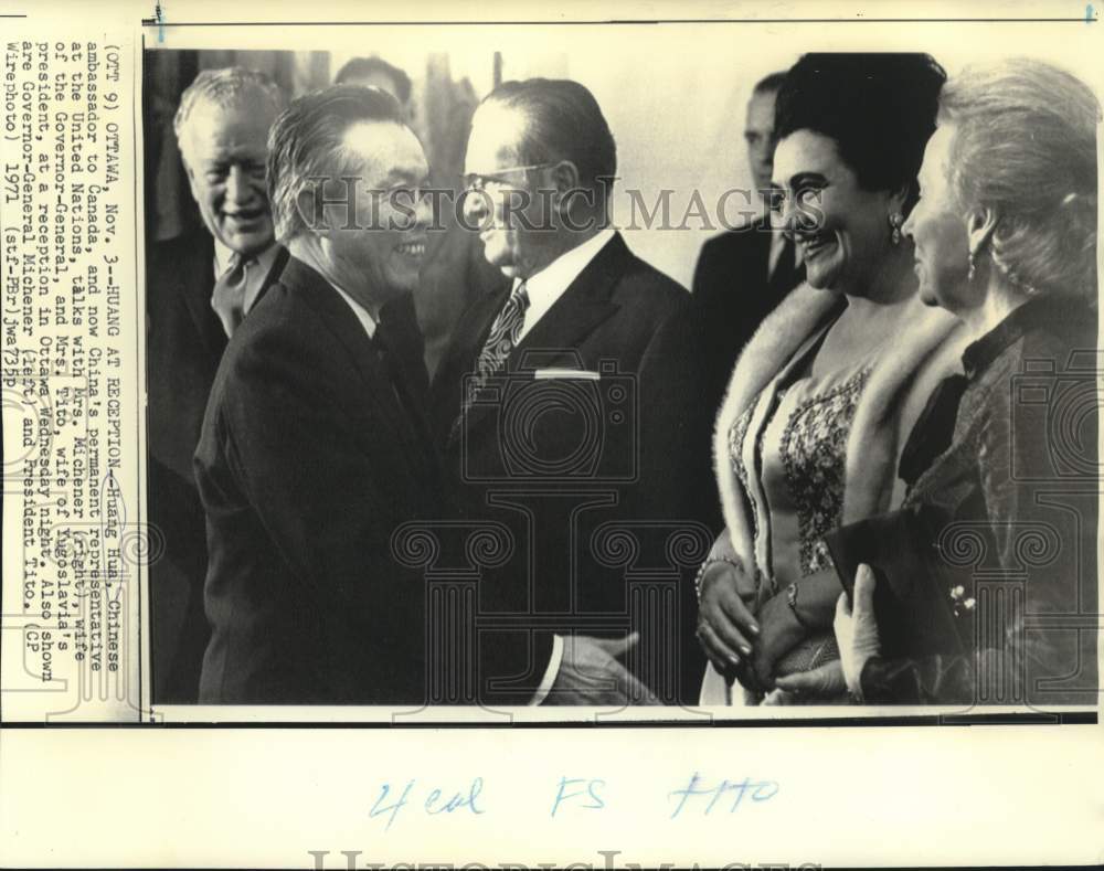 1973 Huang with Mrs. Michener and Mrs. Vito at Ottawa reception. - Historic Images