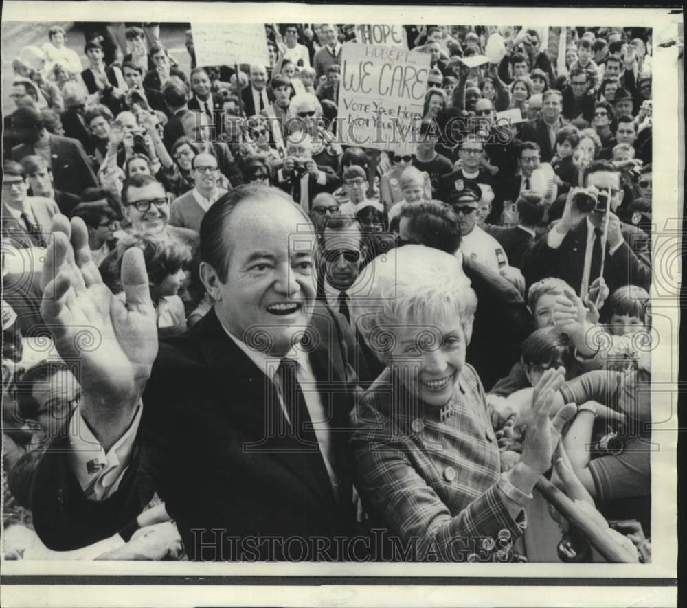 1968 Mr. and Mrs. Hubert Humphrey with supporters - Historic Images