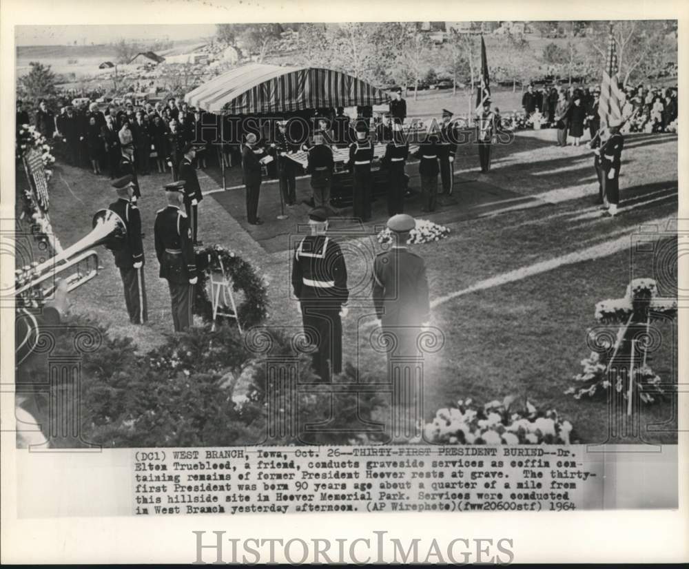 1964 Graveside services of Herbert Hoover in West Branch, Iowa. - Historic Images