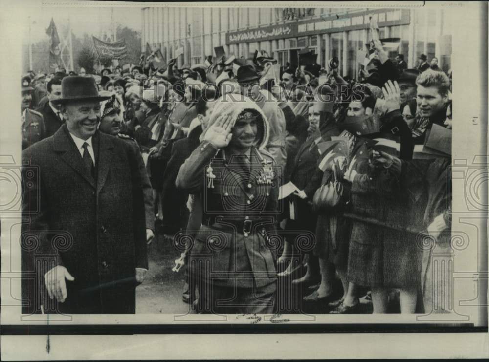 1967 Jordan&#39;s King Hussein salutes welcoming crowd in Moscow - Historic Images