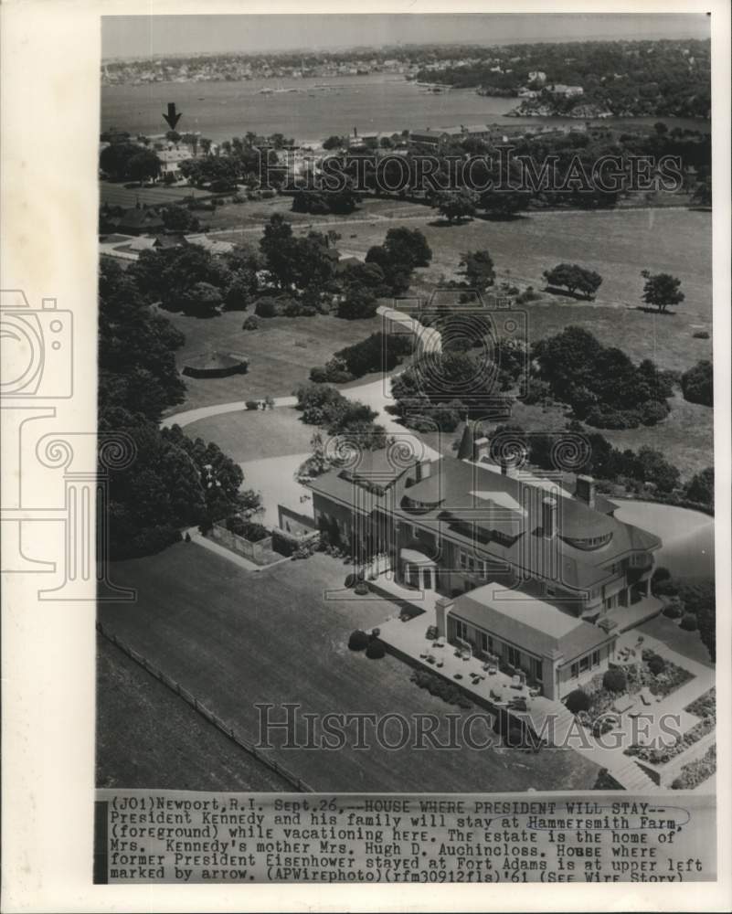 1961 Aerial view of Hammersmith Farm at Newport, Rhode Island - Historic Images