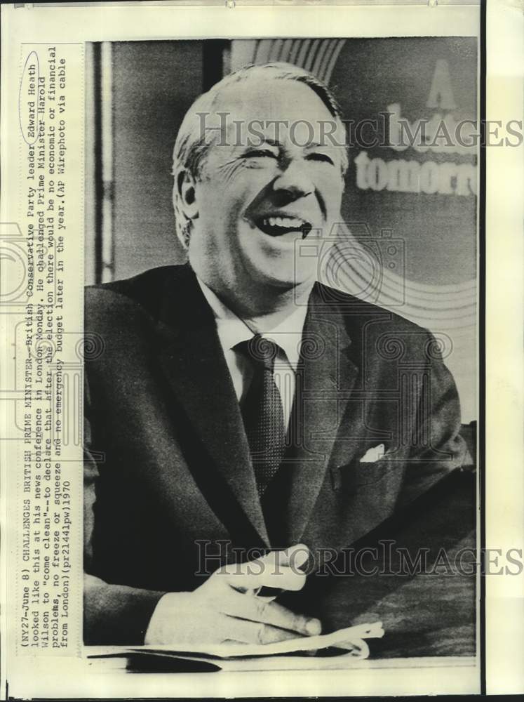 1970 Press Photo Britain&#39;s Conservative leader Edward Heath at news conference-Historic Images