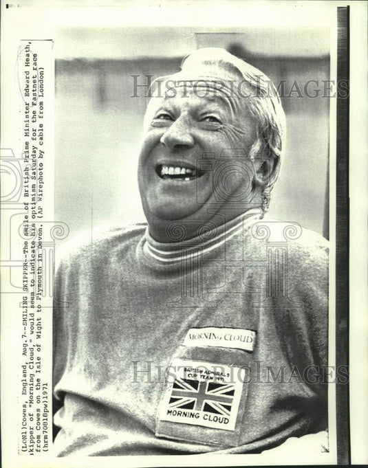 1971 Skipper of "Morning Cloud," British Prime Minister Heath. - Historic Images