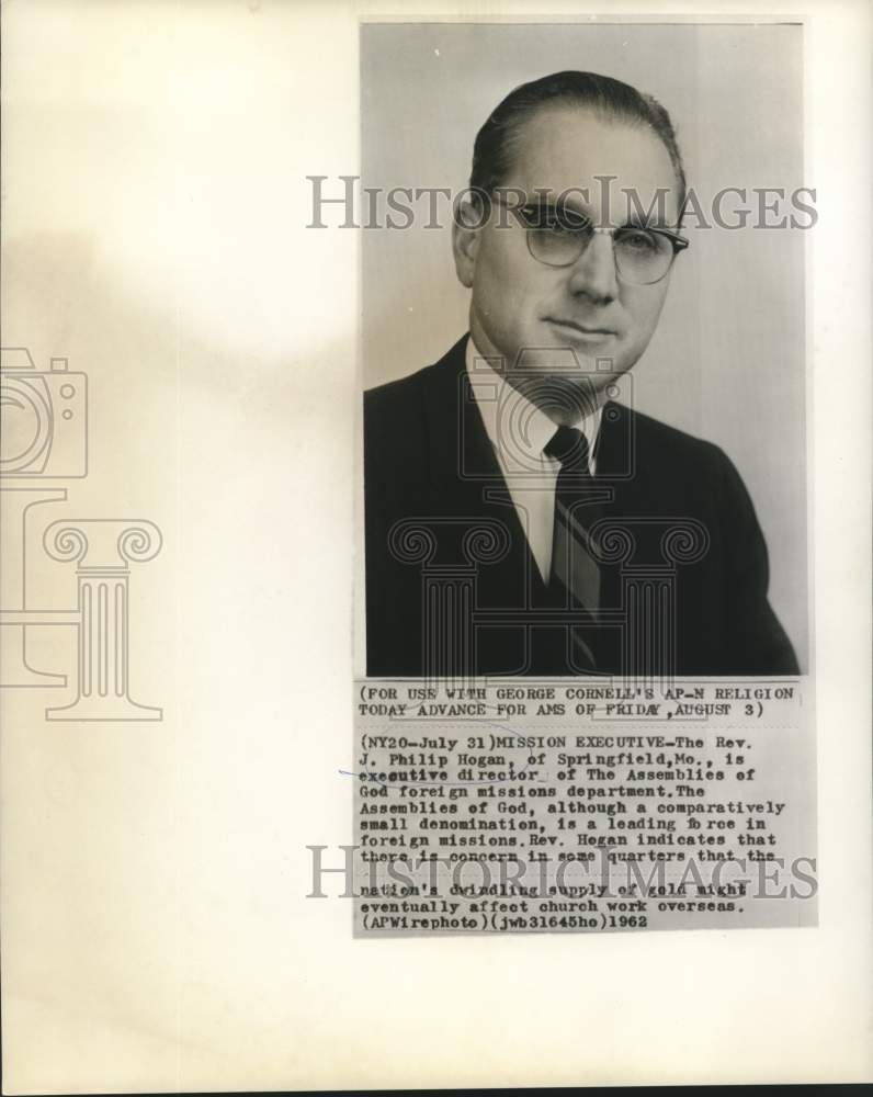 1962 Reverend Philip Hogan, director, Assemblies of God missions - Historic Images