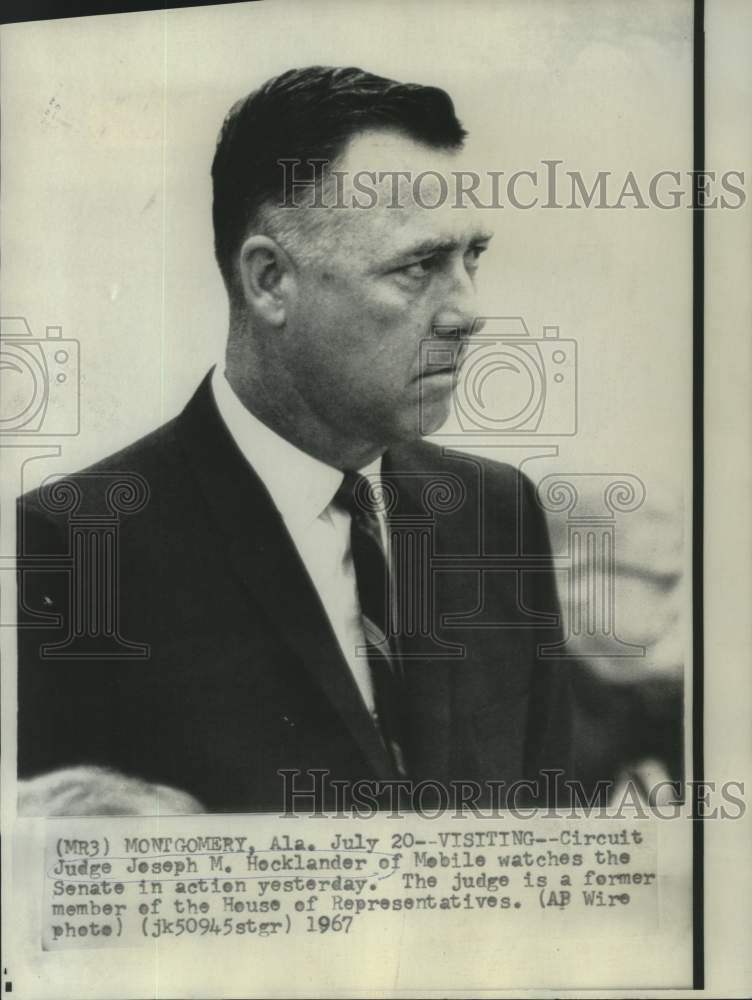 1967 Circuit Judge Joseph Hocklander watches Senate in action. - Historic Images