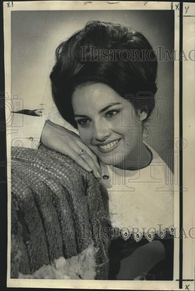 1967 Miss.-Susan Holder 1968 Maid of Cotton, leans on bale of cotton - Historic Images