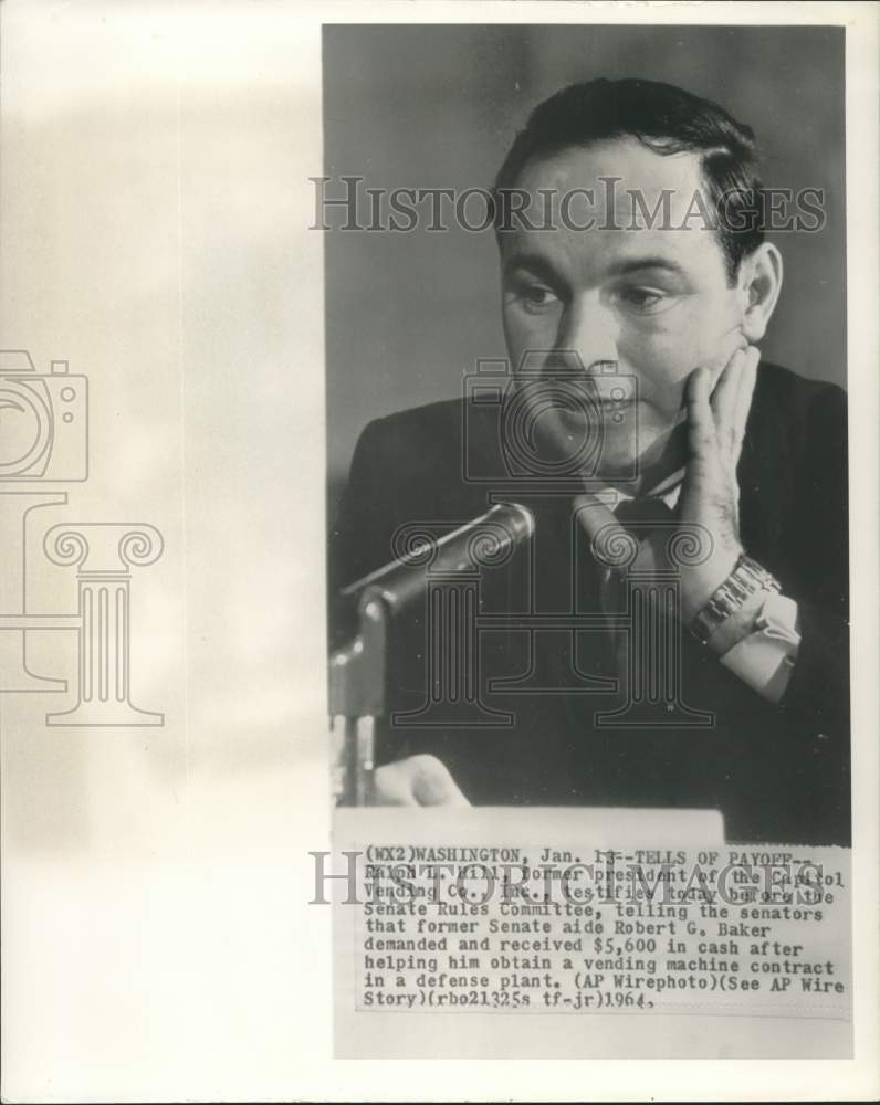 1964 Capitol Vending Co. Ralph Hill at Senate Rules Committee - Historic Images