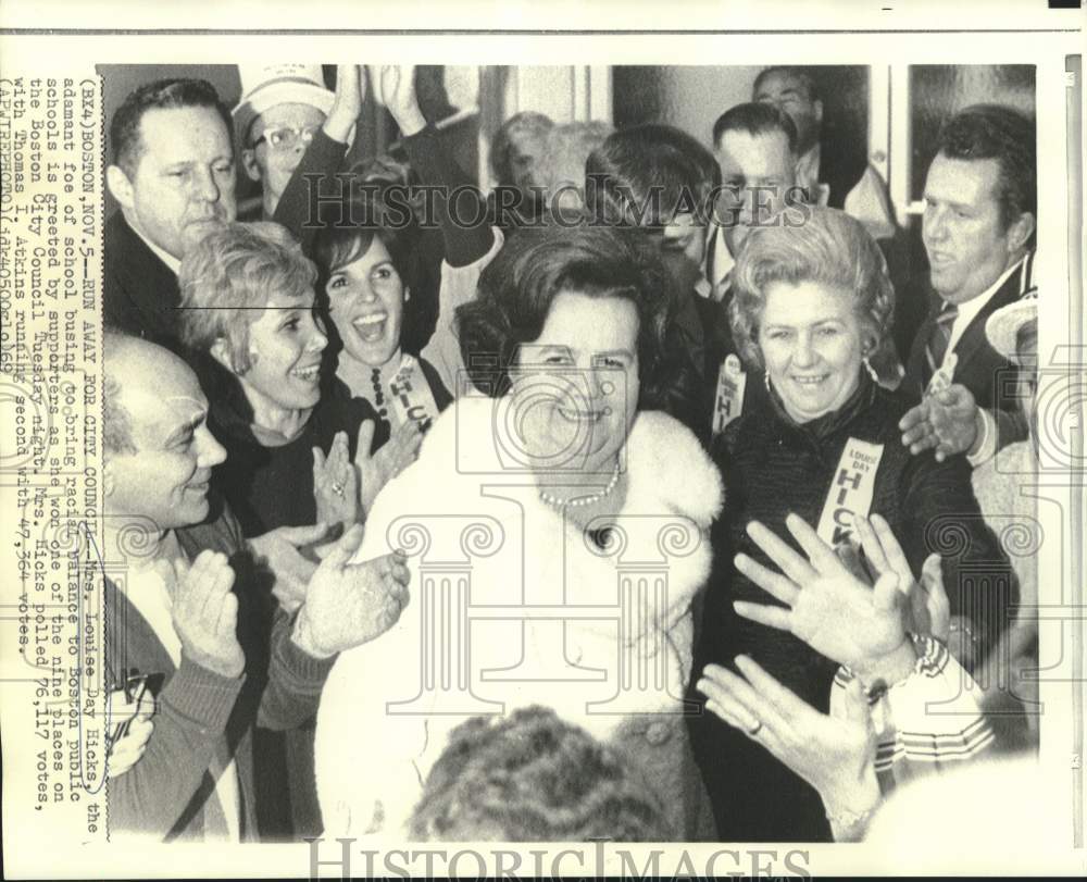 1969 Louise Day Hicks greeted by supporters in Boston, Massachusetts - Historic Images