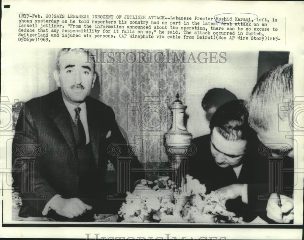 1969 Lebanese Premier Rashid Karami at news conference - Historic Images