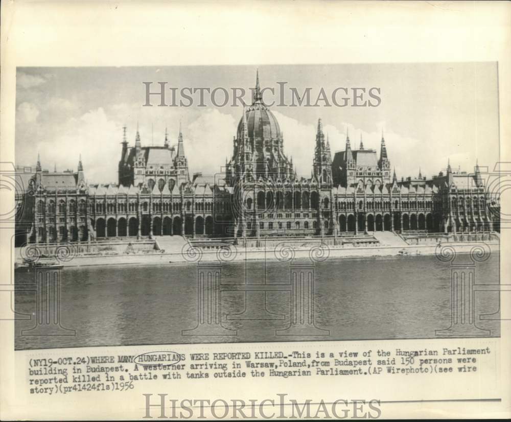 1956 Hungarian Parliament where Hungarians reported killed - Historic Images