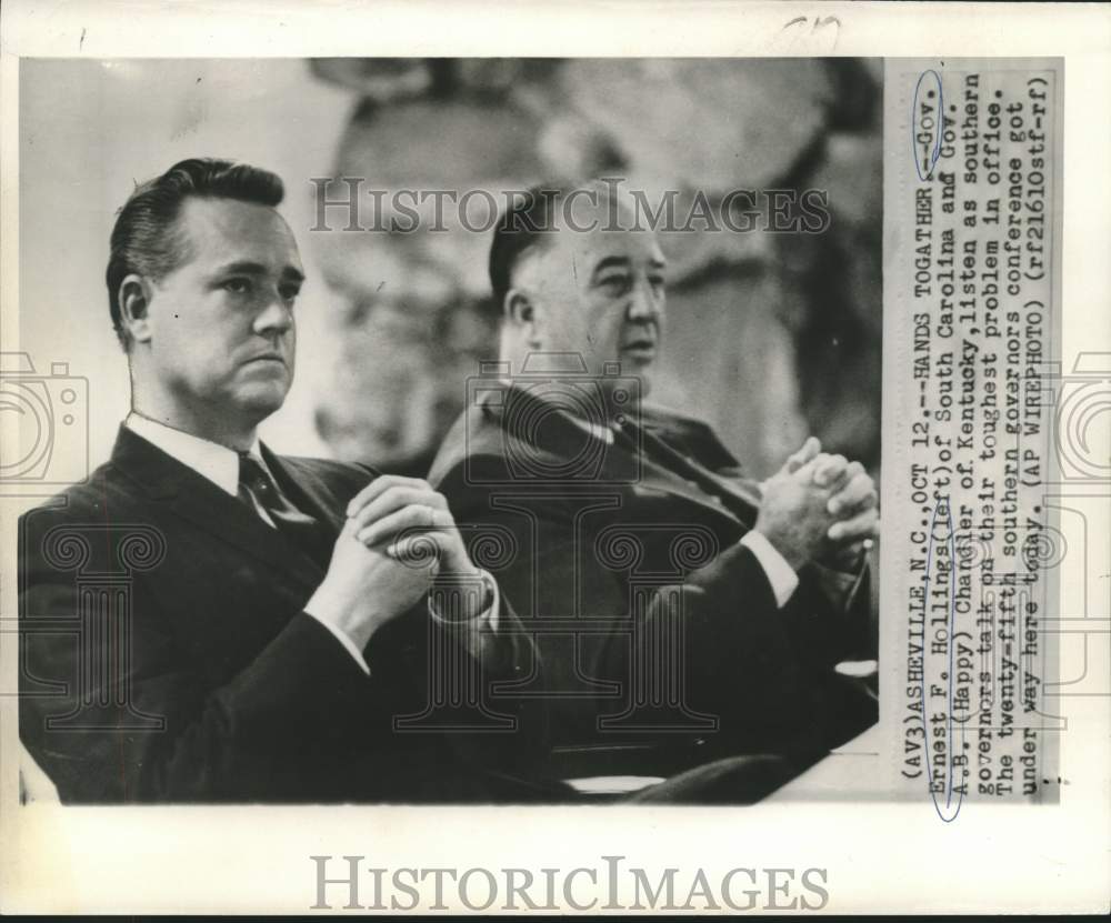 1959 Governors Ernest Hollings and Chandler at Governors&#39; Conference - Historic Images