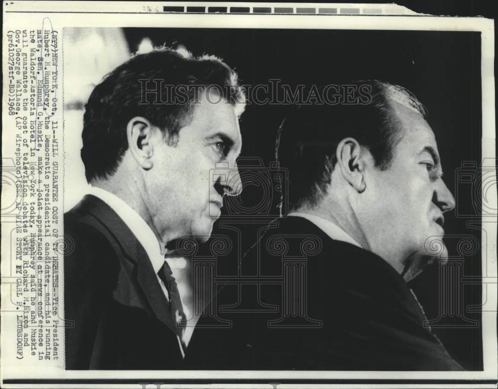 1968 Press Photo Vice President Humphrey and Senator Muskie at news conference-Historic Images