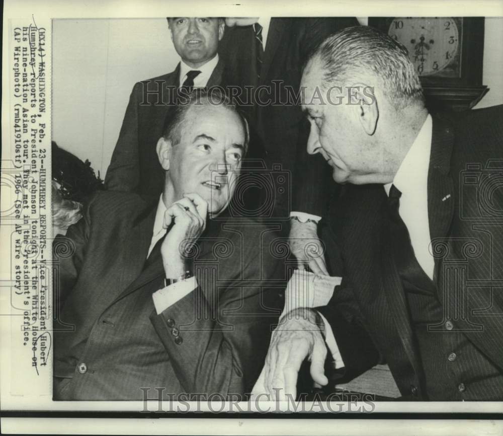 1966 Vice President Humphrey and President Johnson at White House - Historic Images