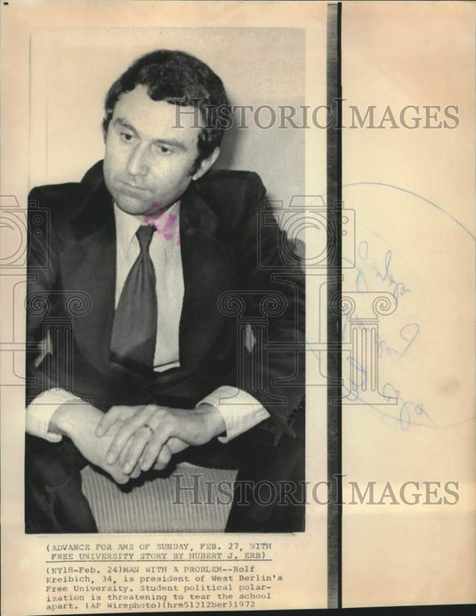 1972 Rolf Kreibich, President of West Berlin's Free University. - Historic Images