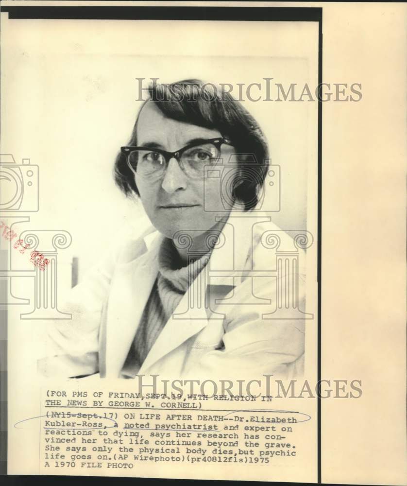 1970 Dr. Elizabeth Kubler-Ross, psychiatrist - Historic Images