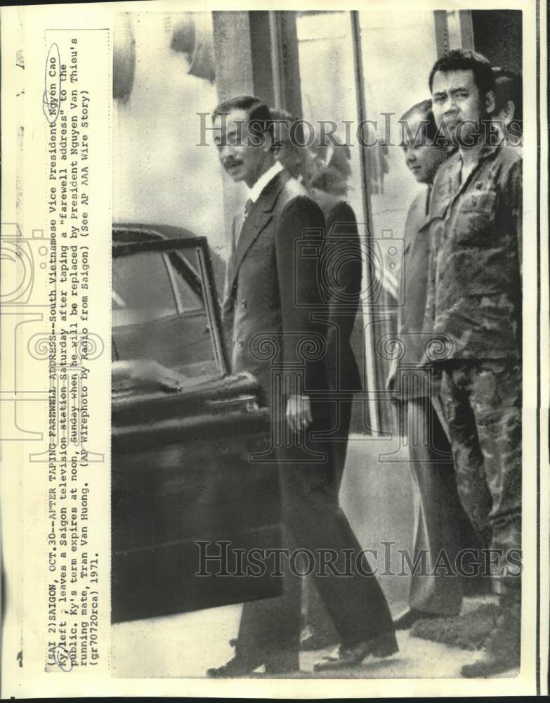 1971 South Vietnamese Vice President leaves Saigon TV station. - Historic Images