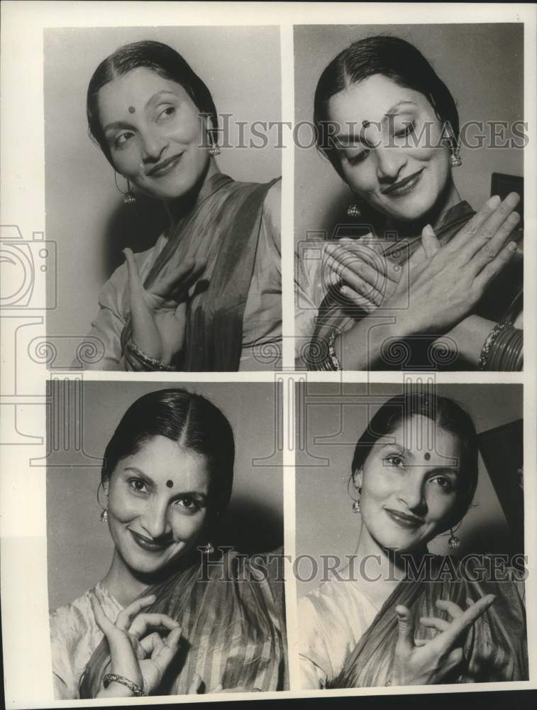 1960 Indian dancer Indrani demonstrates her hand gesture art - Historic Images