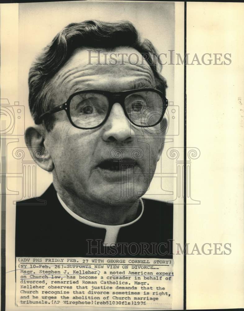 1975 Msgr. Kelleher, Church law expert, supports new divorce views - Historic Images