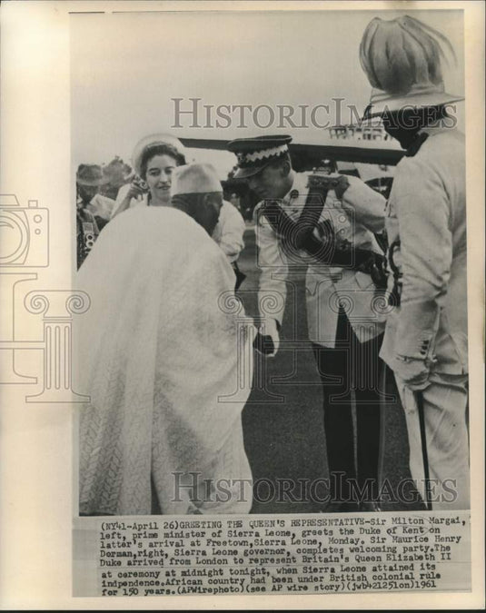 1961 Duke of Kent greeted by Sir Milton Margai in Sierra Leone - Historic Images