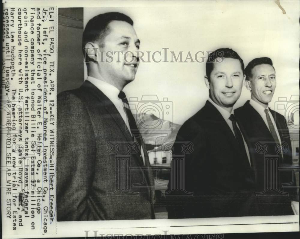 1966 Hilbert Kreeger, Sol Estes case witness, with US attorneys, TX - Historic Images