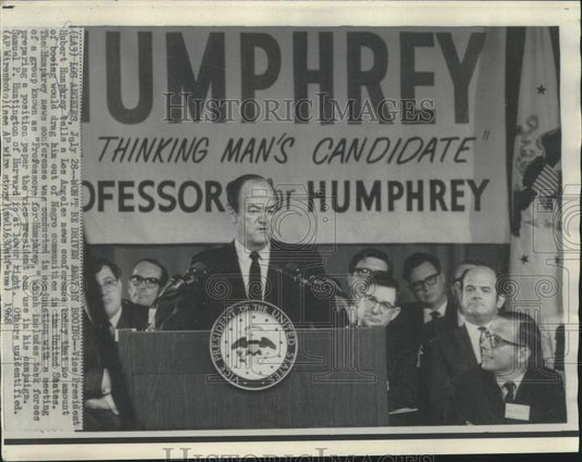 1968 Press Photo Vice President Humphrey at Los Angeles news conference.-Historic Images