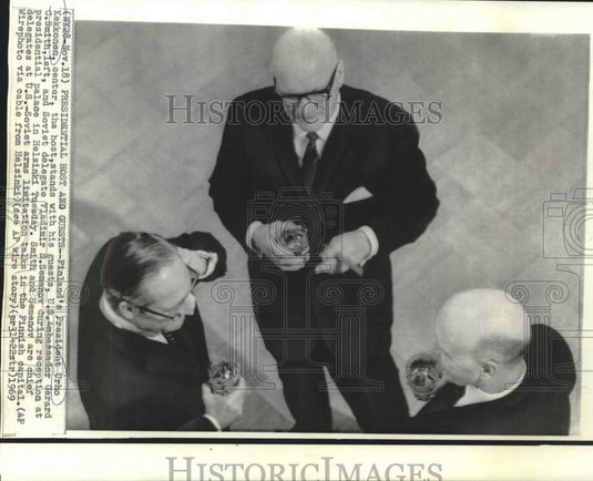 1969 Finland's President Kekkonen with guests at presidential palace-Historic Images