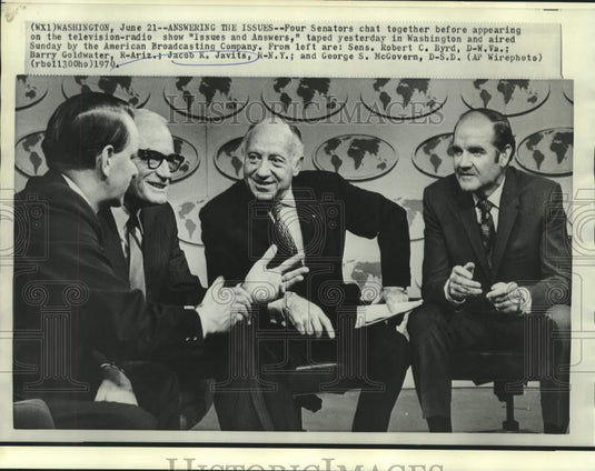 1970 Senator Javits and others chat before "Issues and Answers." - Historic Images