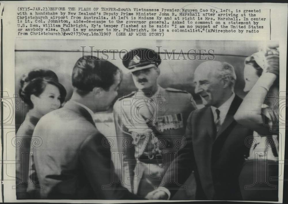 1967 Press Photo South Vietnam&#39;s Ky and New Zealand&#39;s Marshall at Christchurch-Historic Images