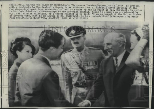 1967 Press Photo South Vietnam's Ky and New Zealand's Marshall at Christchurch-Historic Images