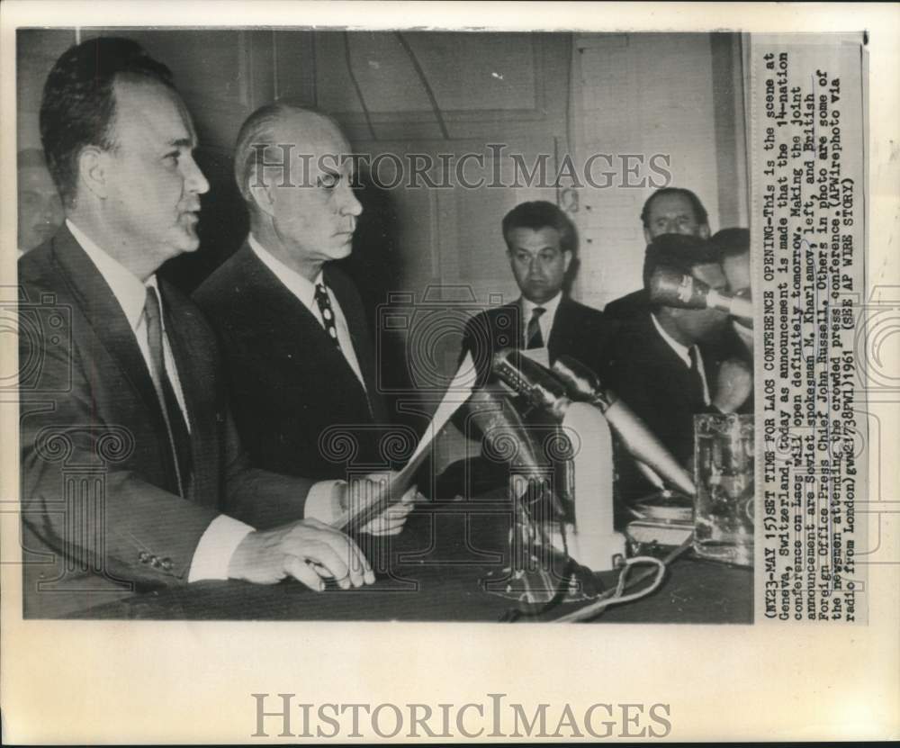 1961 Scene at Geneva where Soviet Kharlamov and others confer. - Historic Images