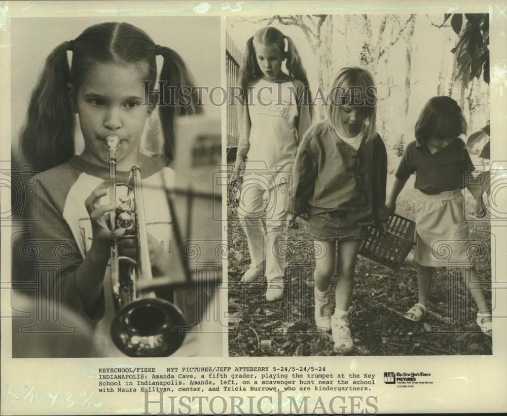 1988 Amanda Cave plays trumpet and plays at Indianapolis Key School - Historic Images