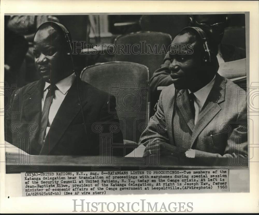 1960 Katanga delegation members Kibwe and Yav at United Nations. - Historic Images