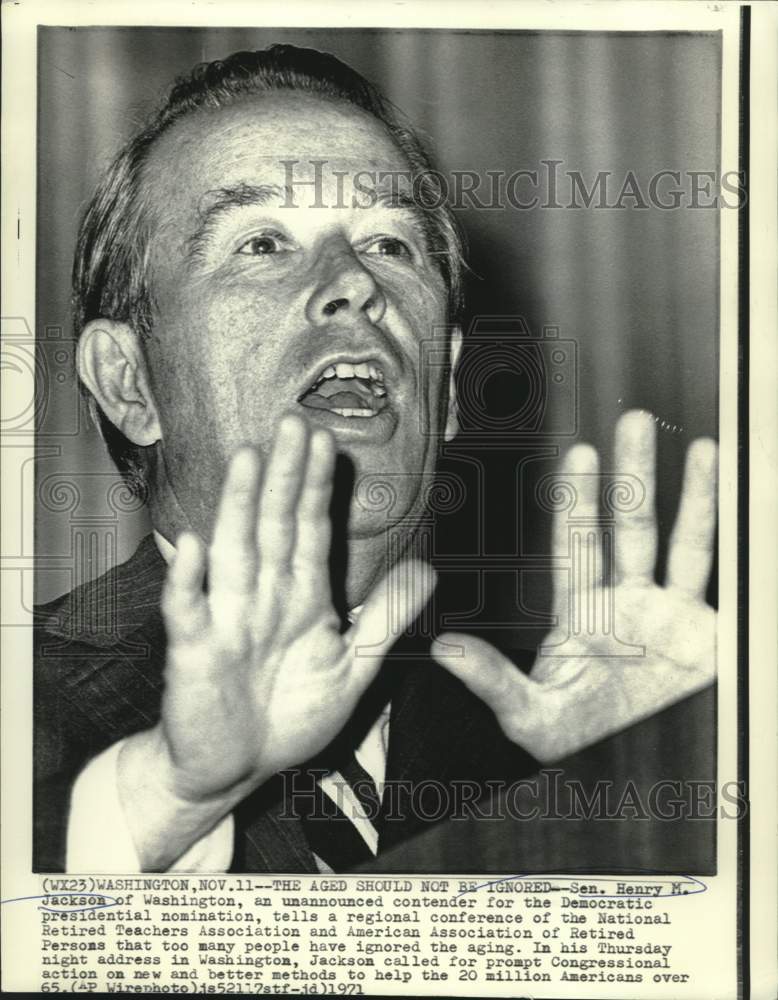 1971 Senator Henry Jackson speaks at NAARP and NTA conference - Historic Images