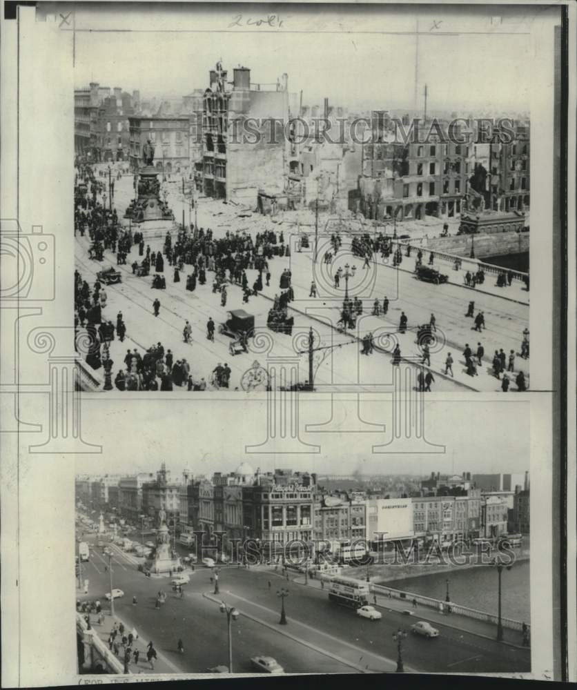 1966 Top photo: Dublin&#39;s Easter Rebellion and present day Dublin - Historic Images