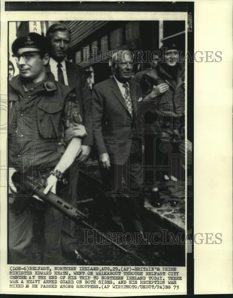 1973 Britain&#39;s Prime Minister Heath tours Belfast, Northern Ireland - Historic Images