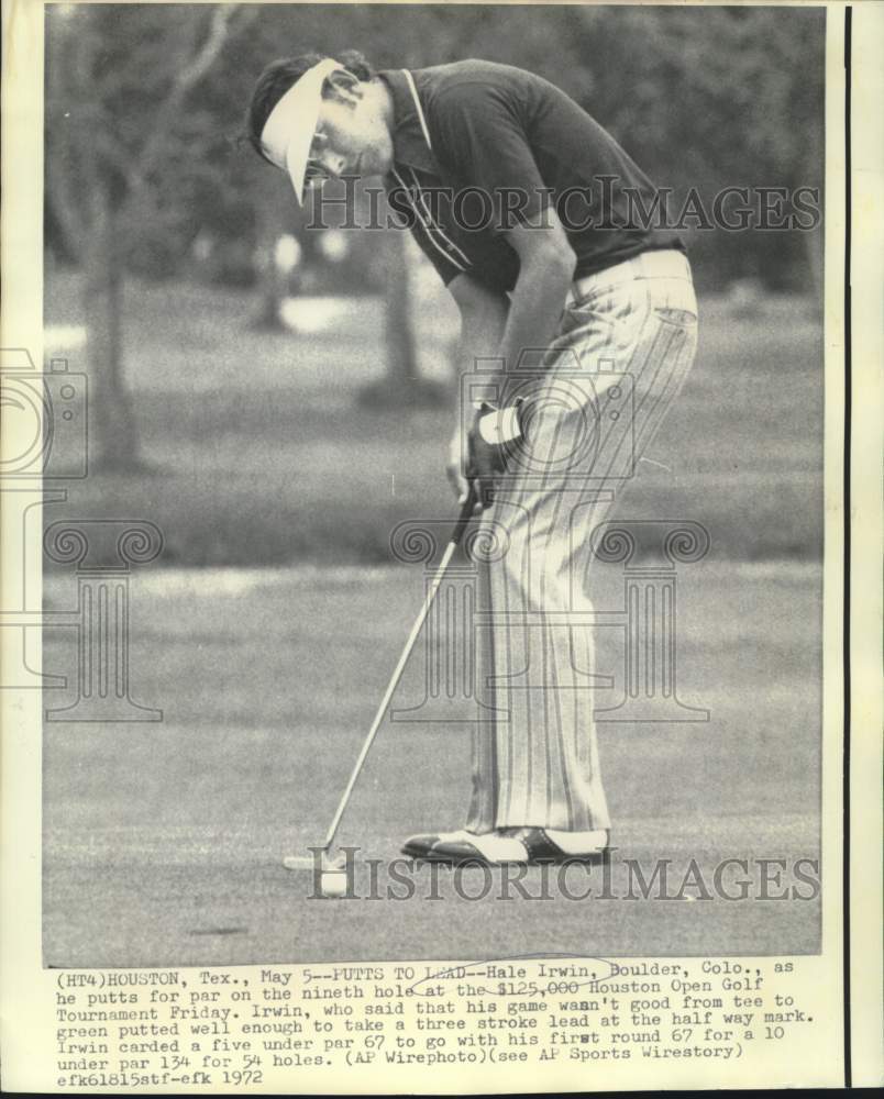 1972 Press Photo Hale Irwin putts for par at Houston Open Golf Tournament- Historic Images