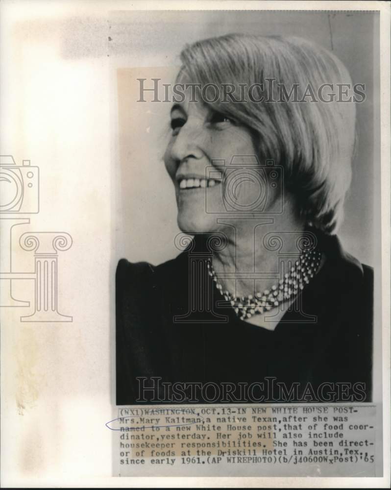 1965 Press Photo Mary Kaltman named White House food coordinator. - now14827-Historic Images