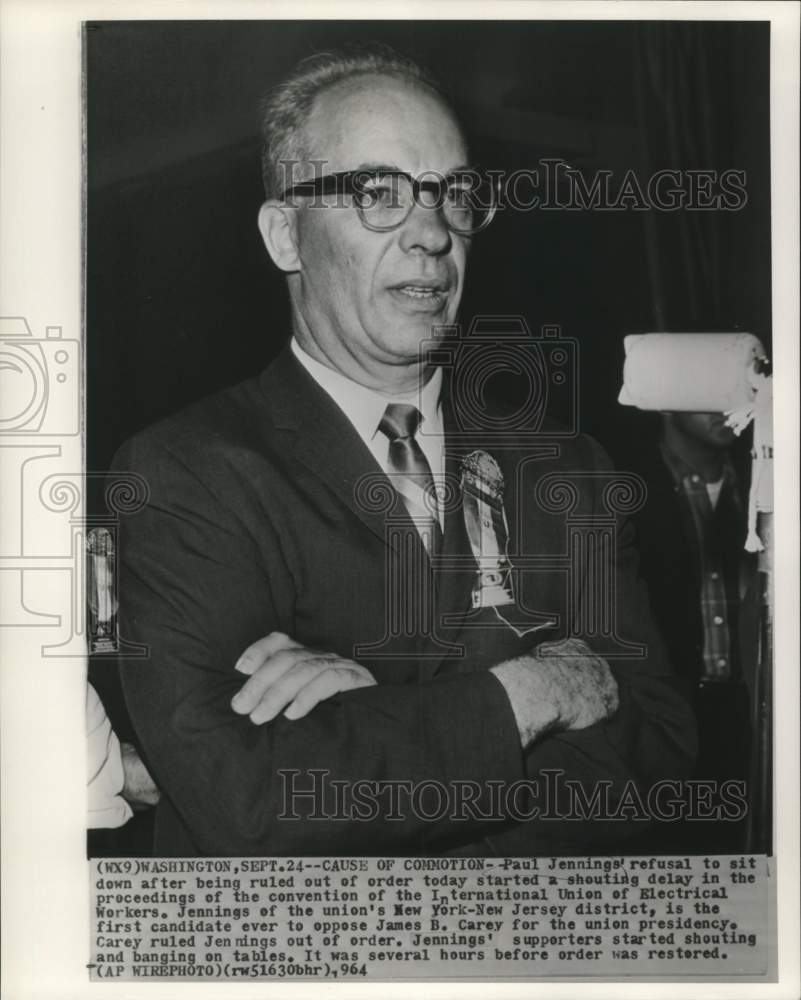 1964 Paul Jennings at IUEW union meeting in Washington. - Historic Images