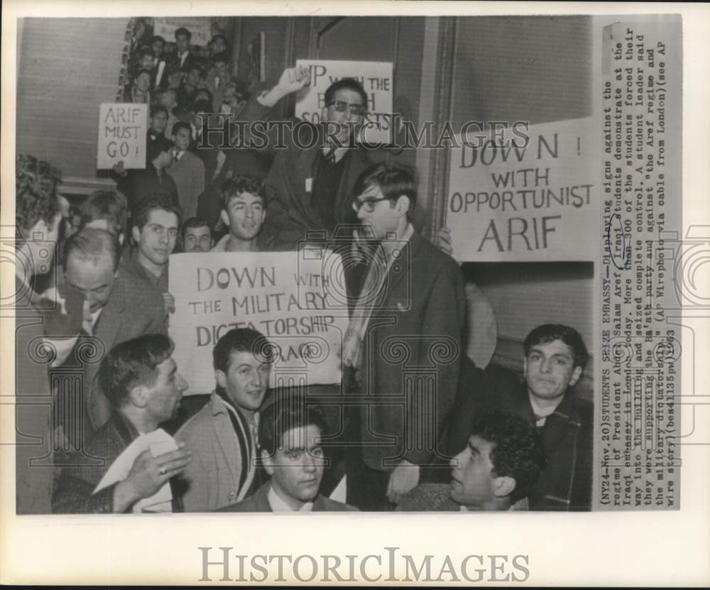 1963 Iraqi students gain control of Iraq Embassy in London - Historic Images