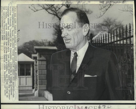 1968 Sam Houston Johnson, brother of President Johnson, with press-Historic Images