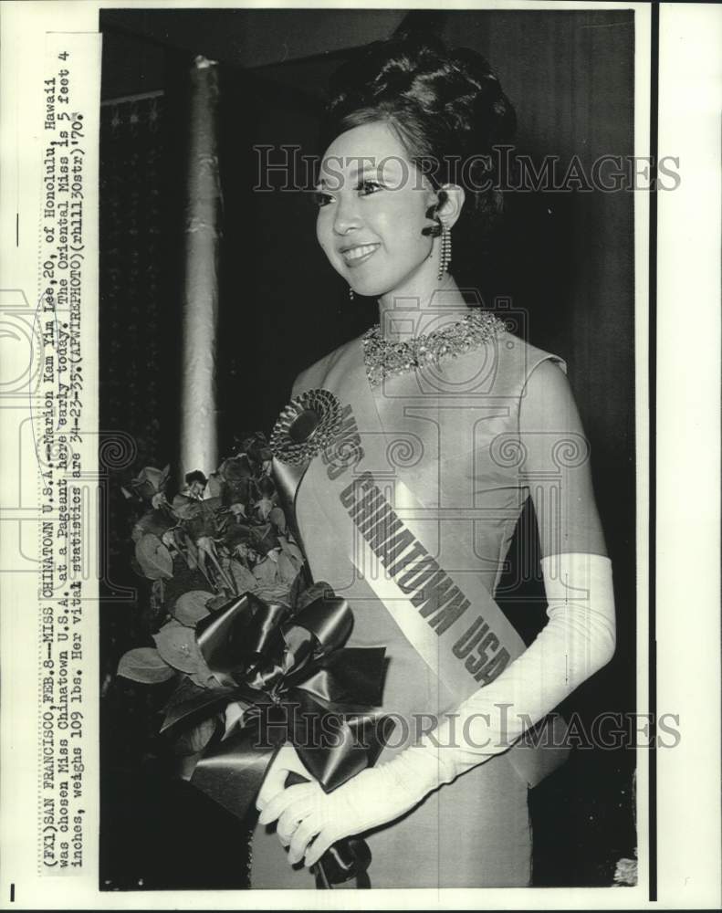 1970 Marion Kam Yim Lee chosen Miss Chinatown USA - Historic Images