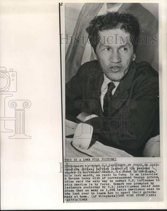 1963 Press Photo Francisco Juliao, peasant leader in northeast Brazil-Historic Images
