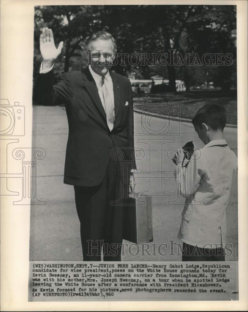 1960 Henry Cabot Lodge poses at White House for Kevin Sweeney - Historic Images