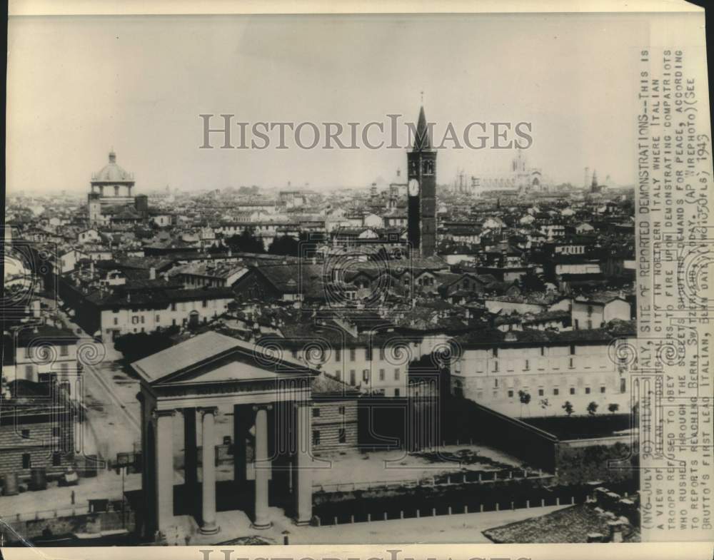 1943 Press Photo Milan, Italy, site of reported demonstrations. - now16534-Historic Images