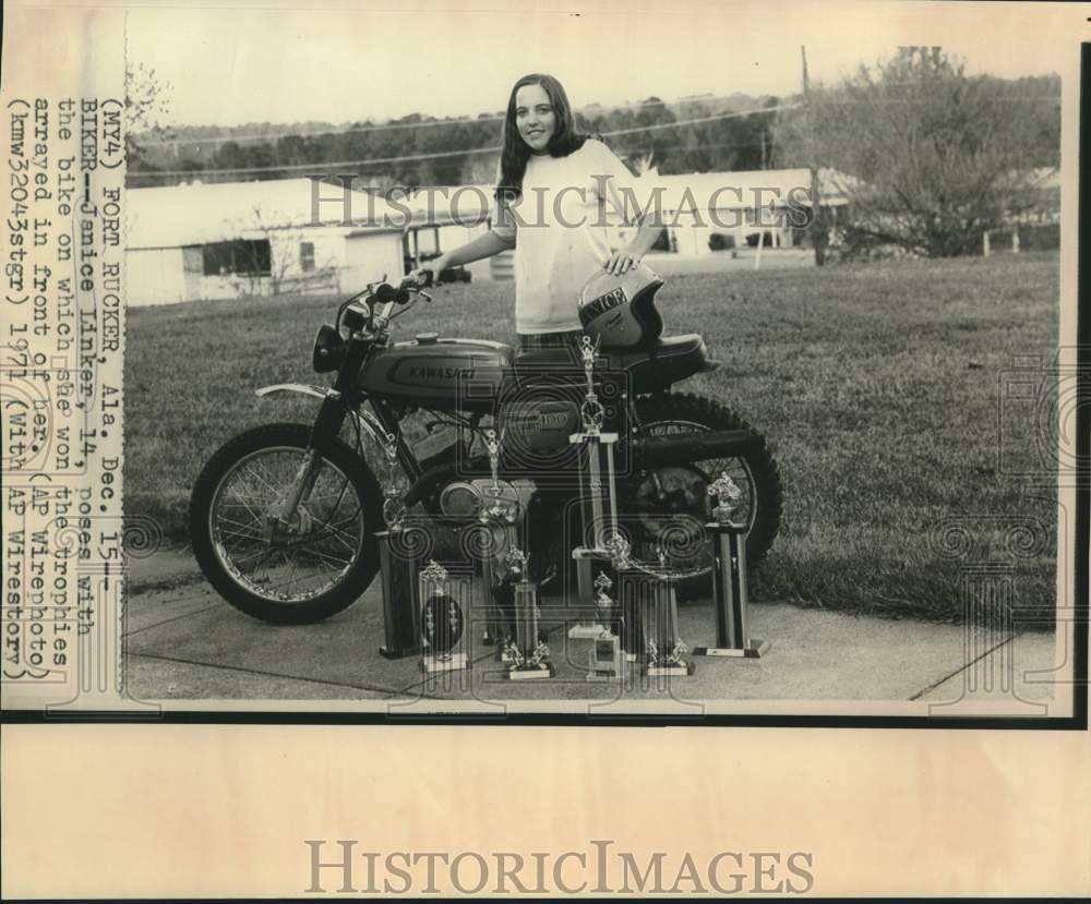 1971 Bike champion Janice Linker, 14, of Fort Rucker, Alabama - Historic Images