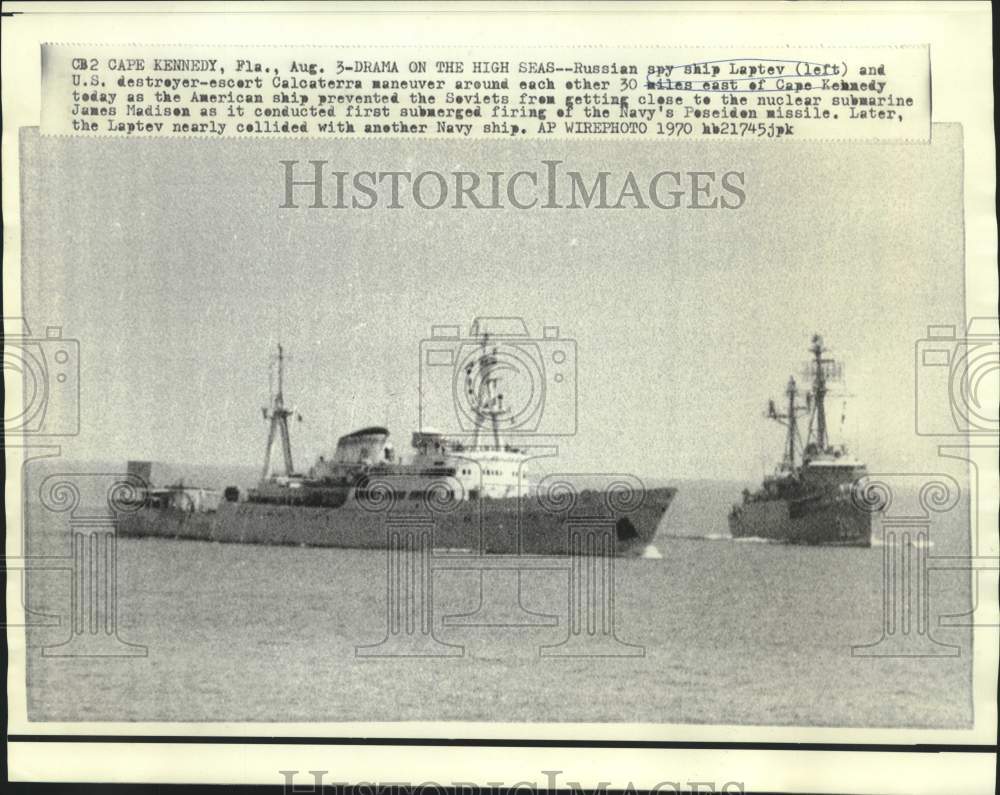 1970 Russian spy ship Laptev, U.S. destroyer at Cape Kennedy, FLA - Historic Images