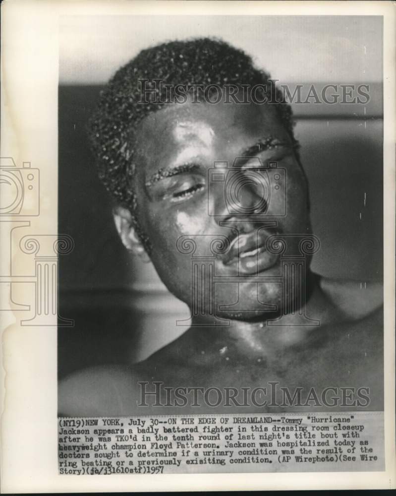 1957 Tommy &quot;Hurricane&quot; Jackson after TKO&#39;d by Floyd Patterson - Historic Images