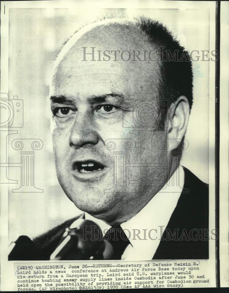 1970 Secretary of Defense Melvin Laird at press conference, Wash. DC - Historic Images