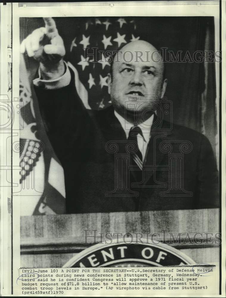 1970 Sec. of Defense Melvin Laird at news conference in Germany - Historic Images