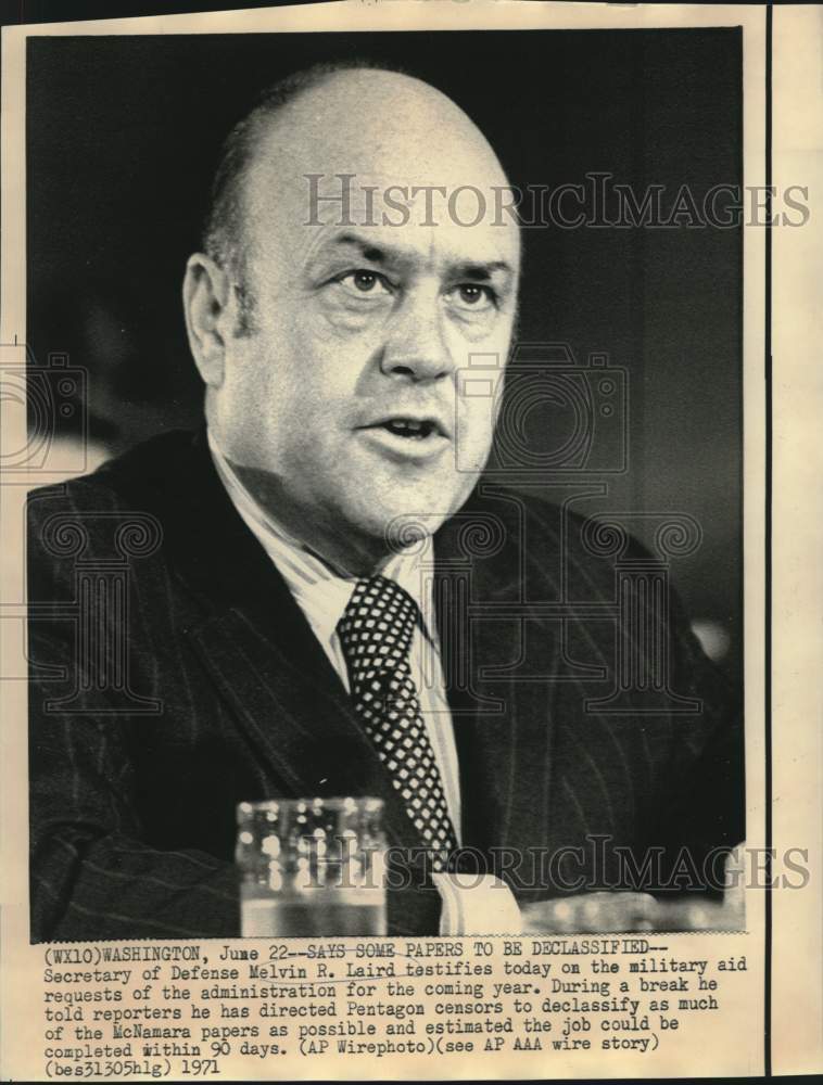 1971 Secretary of Defense Melvin Laird testifying, Washington DC - Historic Images